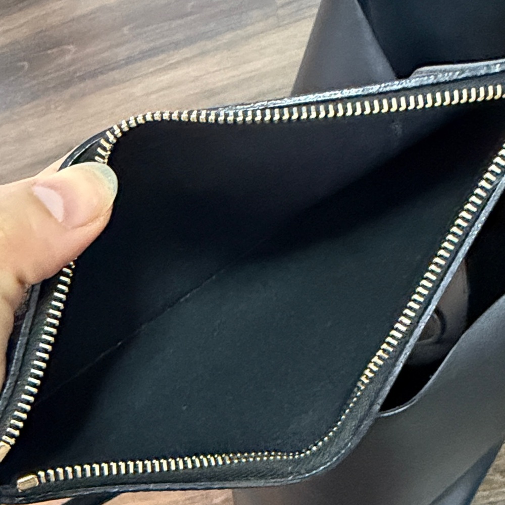 Saint Laurent Black Leather Tote with Gold YSL Charm and Pouch - Picture 12 of 16